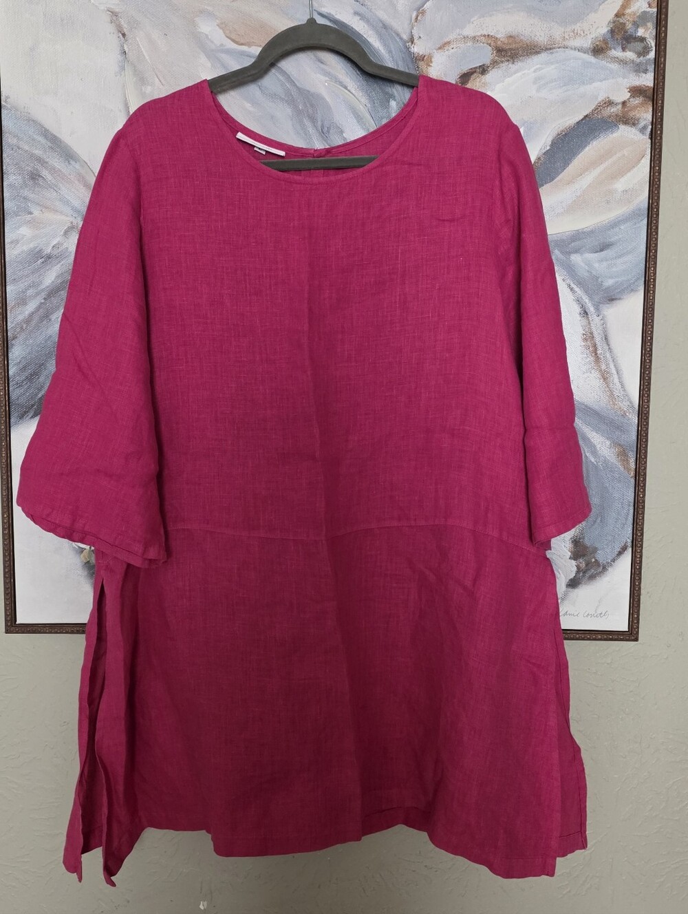 Bryn Walker 100% Linen Judy Tunic hot pink L